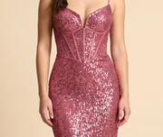 Robe Rose Corset Brillante