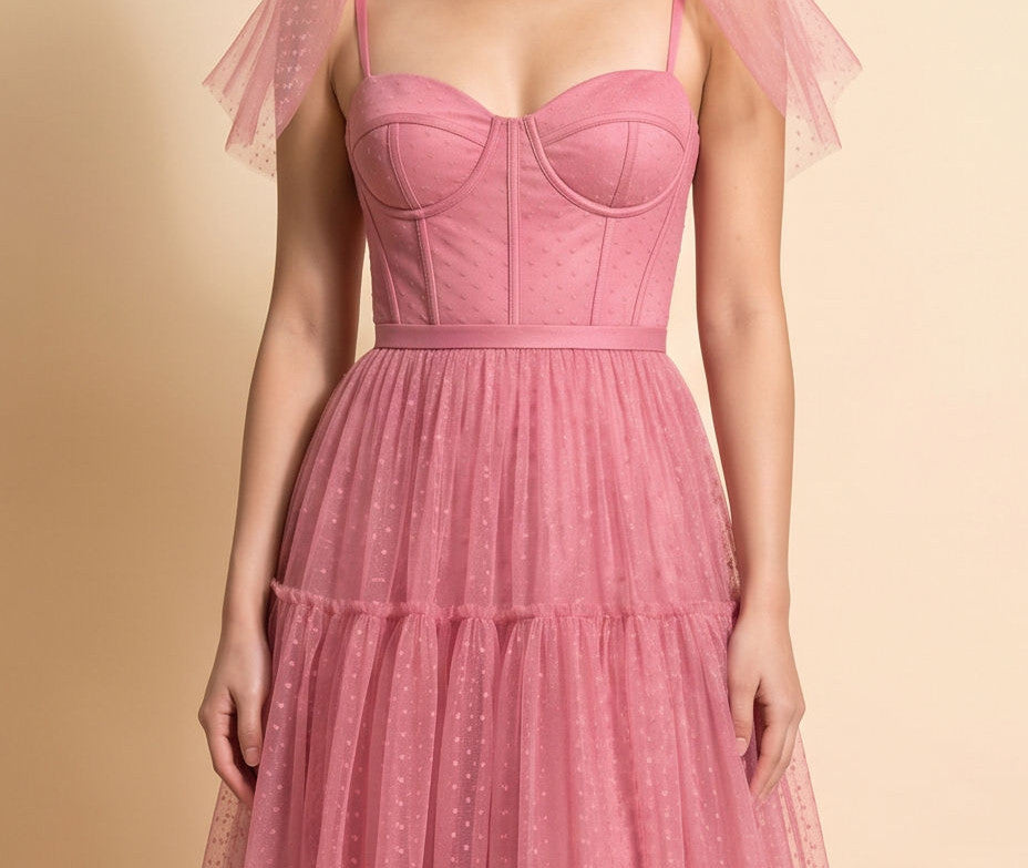 Robe En Tulle À Pois Rose Bonbon