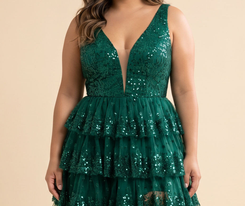 Robe Étagée Vert Émeraude