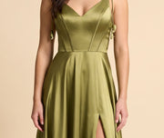 Robe À Corset En Satin Olive