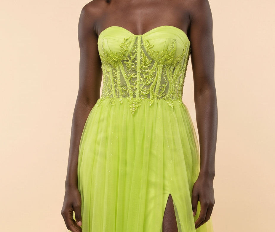Robe En Chiffon Verte Lime