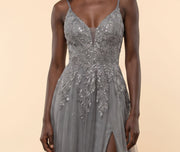 Robe En Tulle Scintillante Bleu Fumée